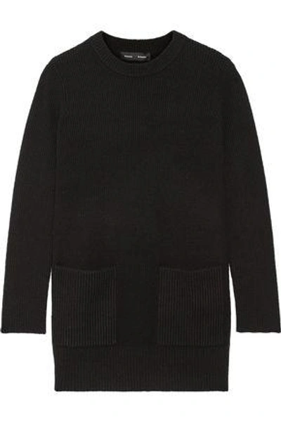 Proenza Schouler Woman Ribbed Wool And Cashmere-blend Sweater Black