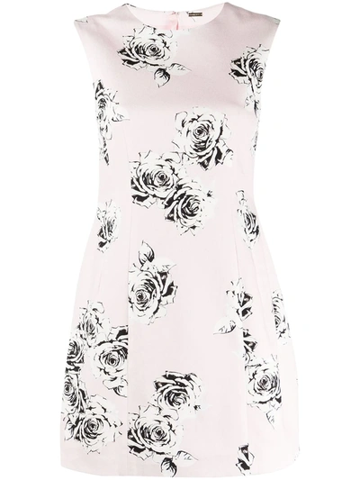 Adam Lippes Sleeveless Floral Print Bow Detail Cotton Dress In Pale Pink
