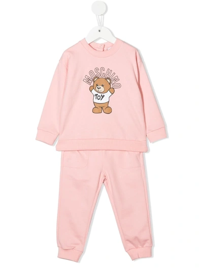 Moschino Babies' Teddy Bear-motif Cotton Tracksuit Set In Pink