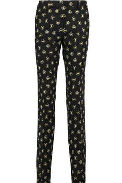 Etro Woman Wool-jacquard Slim-leg Pants Black