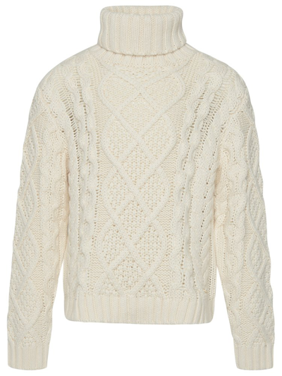 Chloé Kids' Cable-knit Cotton And Wool Sweater In Neutrals