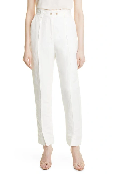 Aje United Raw Edge Linen Blend Trousers In Ivory