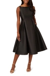 Adrianna Papell Sleeveless Mikado Fit & Flare Midi Dress In Black