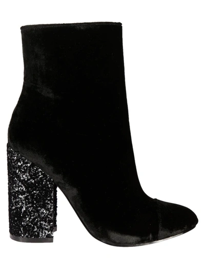 Kendall + Kylie Glittered Heel Ankle Boots In Black