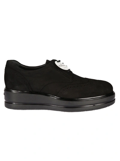 Hogan Brogue Platform Lace-up Shoes In Black