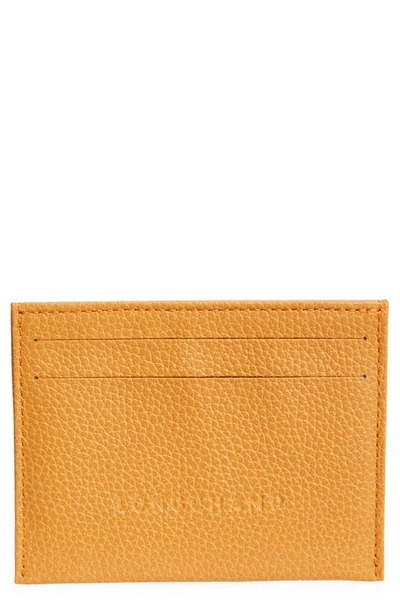 Longchamp Le Foulonné Leather Card Case In Saffron