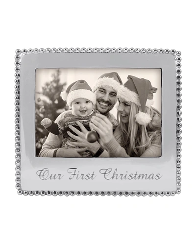 Mariposa Our First Christmas Beaded Statement Frame, 5" X 7" In Silver