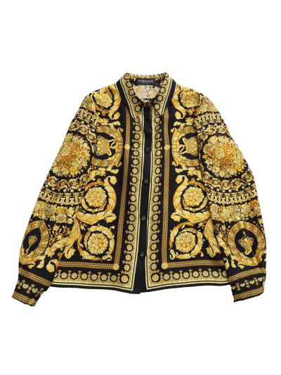 Versace Barocco Kids Silk Shirt In Print