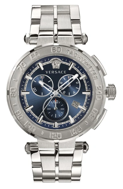 Versace Greca Bracelet Watch, 45mm In Silver/ Blue
