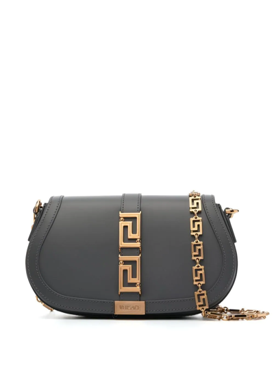 Versace Greca Goddess Medium Crossbody Bag In Grey