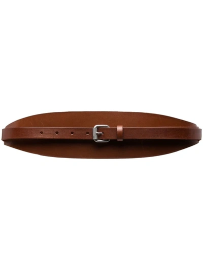Dondup Layered Leather Belt In Brown