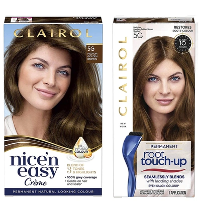 Clairol Nice' N Easy Permanent Hair Dye And Root Touch Up Duo (various  Shades) - 5g Medium Golden Brown | ModeSens