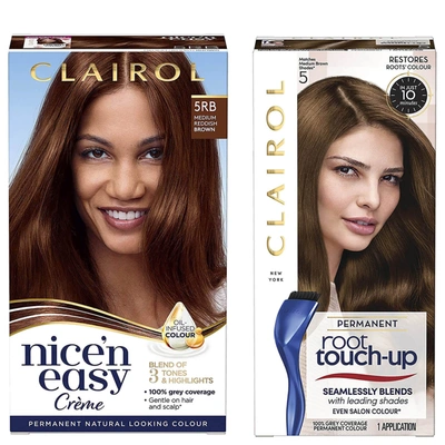 Clairol Nice' N Easy Permanent Hair Dye And Root Touch Up Duo (various Shades) - 5rb Medium Reddish Brown/5 In 5rb Medium Reddish Brown/5 Medium Brown