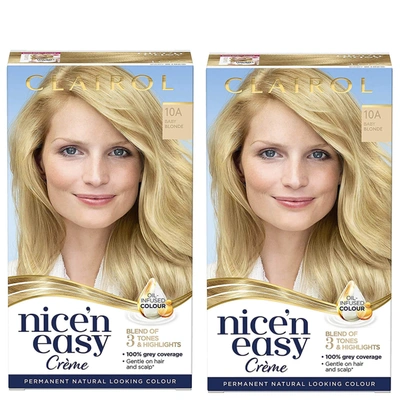 Clairol Nice' N Easy Crème Natural Looking Oil Infused Permanent Hair Dye Duo (various Shades) - 10a Baby Bl In 10a Baby Blonde