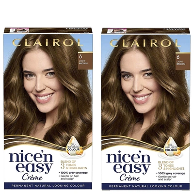 Clairol Nice' N Easy Crème Natural Looking Oil Infused Permanent Hair Dye Duo (various Shades) - 6 Light Bro In 6 Light Brown