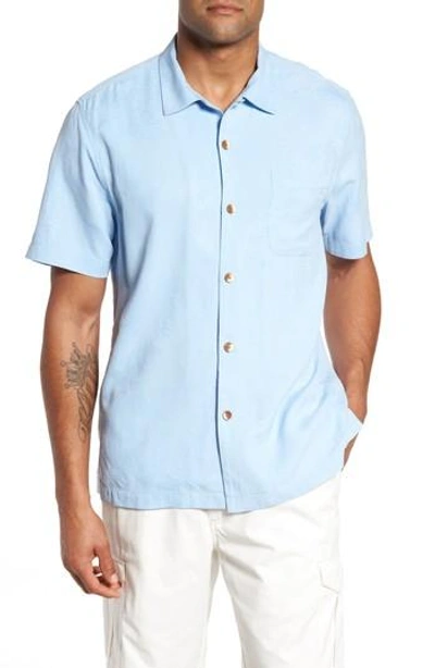 Tommy Bahama St Lucia Fronds Silk Camp Shirt In Light Sky