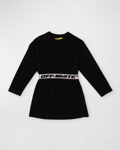 Off-white Kids' Little Girl's & Girl's Logo Band Sweatshirt Dress In Black