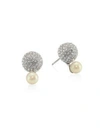 Kate Spade Simulated Pearl & Pavé Crystal Double Bauble Stud Earrings In Silver