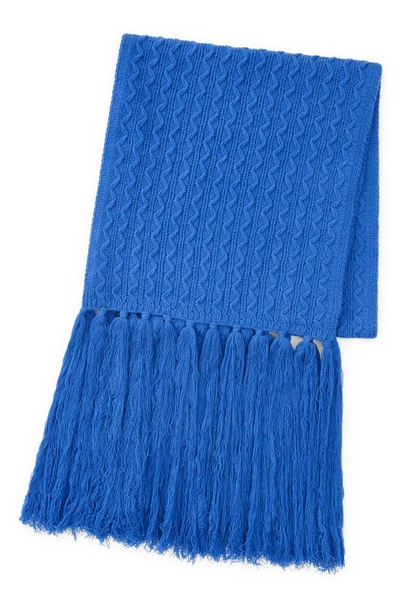 Lafayette 148 Cashmere Textured Tassel Scarf In Tile Blue