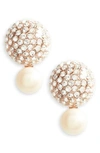 Kate Spade Flying Colors Pave Double Bauble Earrings In Cream Multi/ Rose Gold