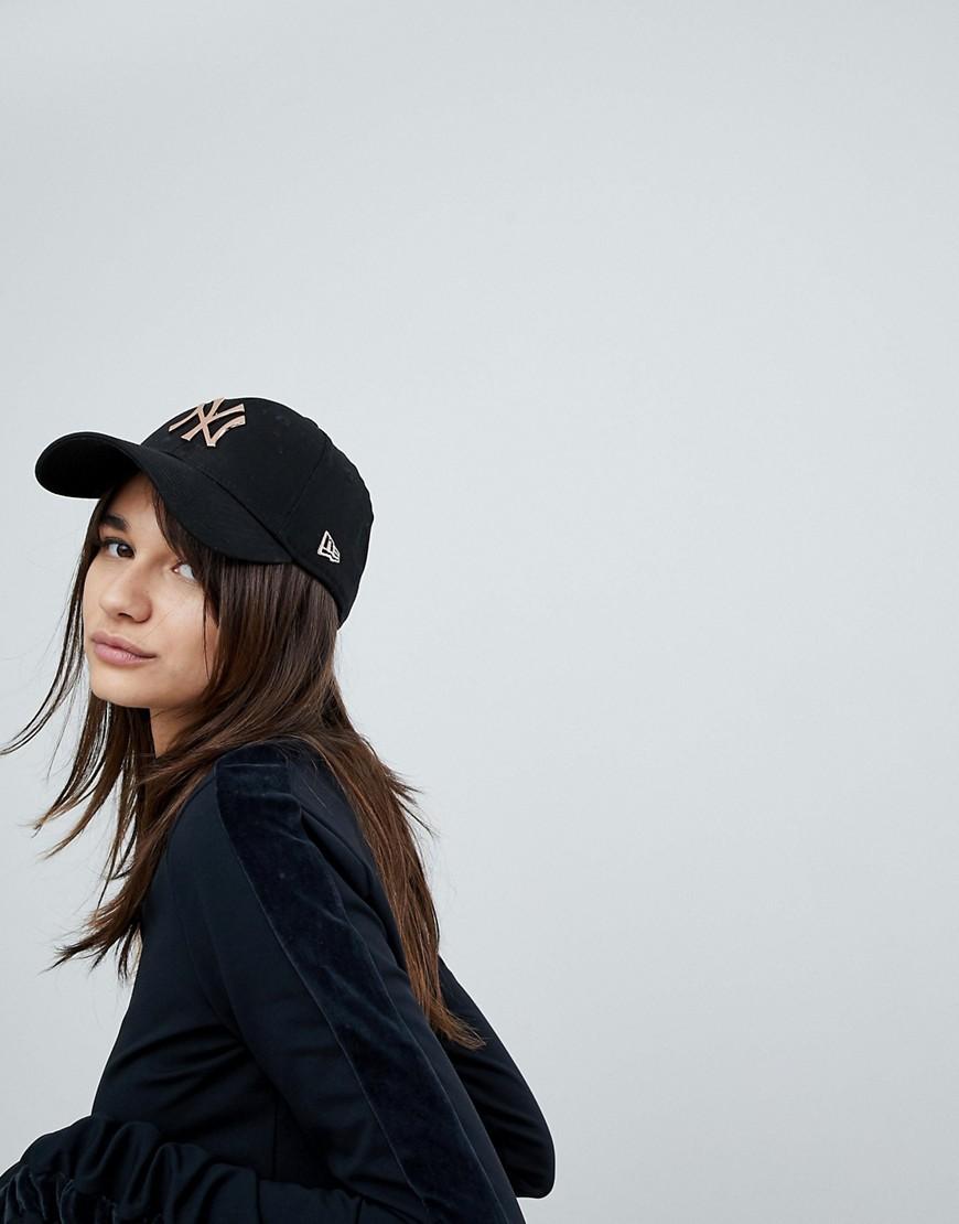 New Era 9forty Cap With Rose Gold Metal Ny - Black | ModeSens
