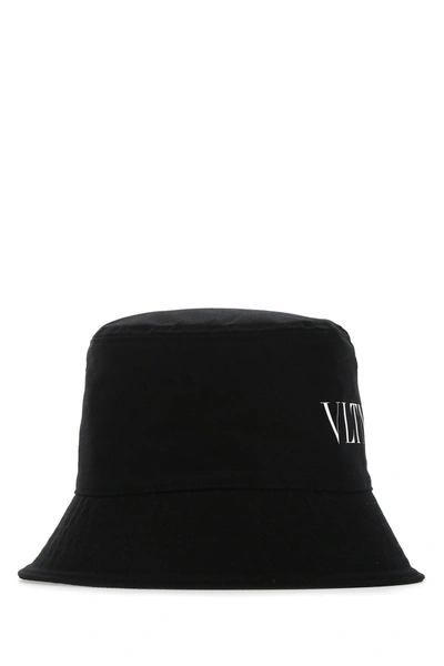 Valentino Garavani Black Cotton Hat Nd  Uomo 58 In Nero/bianco