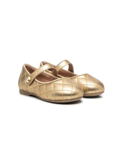 Age Of Innocence Kids' Coco Quilted-effect Ballerina Shoes In Gold