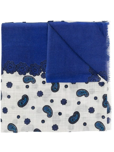 Altea Paisley-print Wool Scarf In Blau