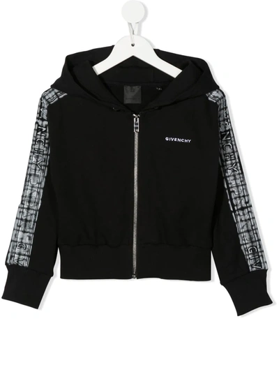 Givenchy Embroidered-logo Zip-up Hoodie In Black