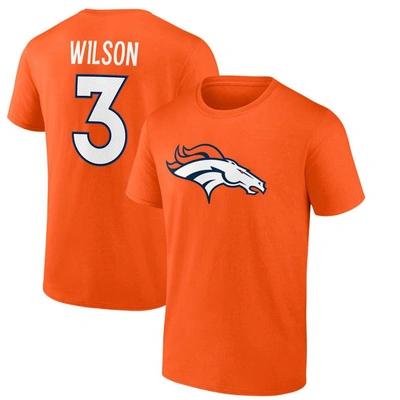 Fanatics Branded Russell Wilson Orange Denver Broncos Player Icon Name & Number T-shirt