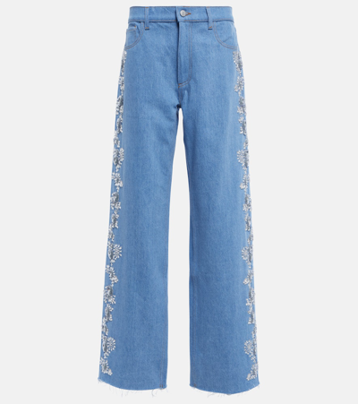 Magda Butrym Embellished High-rise Wide-leg Jeans In Medium Wash