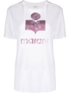Isabel Marant Étoile Zewel Metallic Printed Linen-jersey T-shirt In White