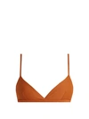 Matteau The Tri Crop Triangle Bikini Top In Tan-brown