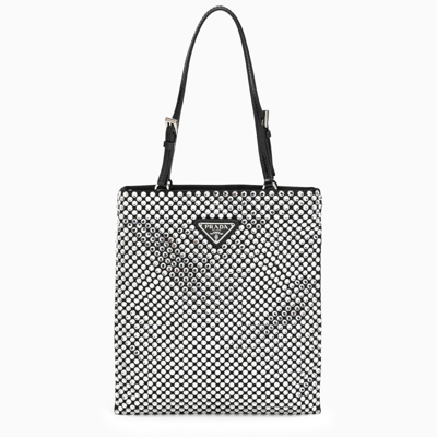 Prada Crystal-embellished Satin Handbag In Metal