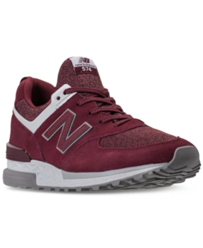 New Balance Men's 574 Sport Suede Casual Shoes, Red - Size 11.0 In Burgundy/white