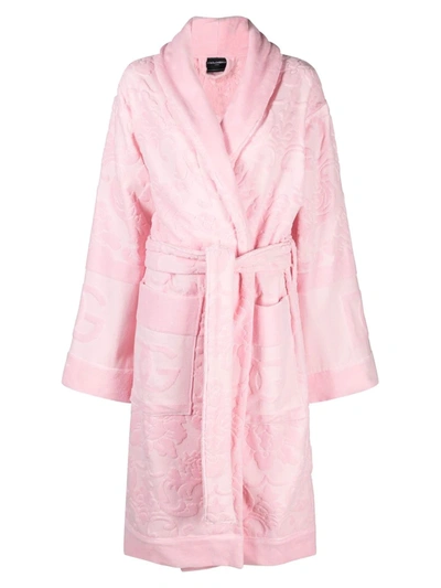 Dolce & Gabbana Long-sleeve Bathrobe In Pink