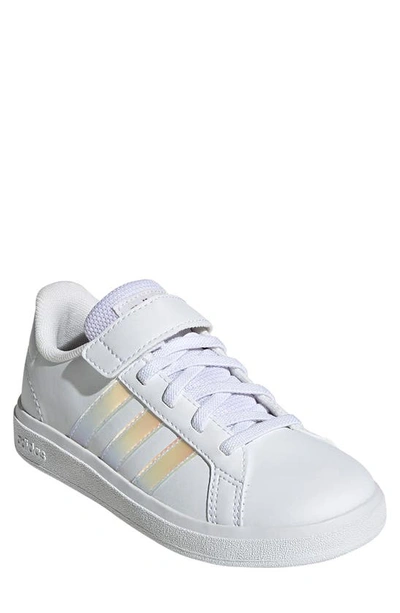 Adidas Originals Kids' Grand Court 2.0 Sneaker In Ftwr White/ Iridescent