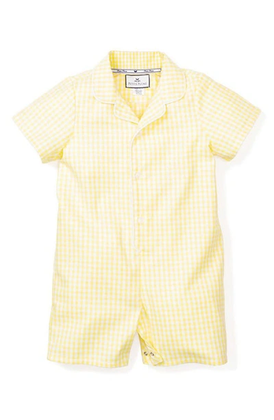 Petite Plume Babies' Gingham One-piece Short Pajamas In Yellow