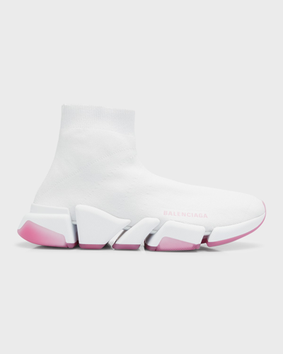 Balenciaga Speed 2.0 Transparent Sole Sock Sneaker In White