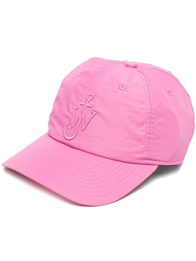 Jw Anderson Logo Embroidered Nylon Blend Cap In Pink