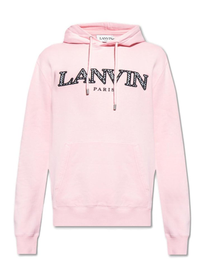 Lanvin Curb Brand-embroidered Cotton-jersey Hoody In Pink