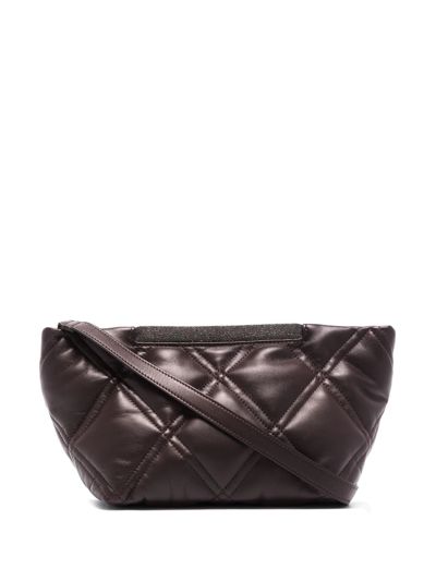 Brunello Cucinelli Brown Embellished Quilted Leather Shoulder Bag In Neutrals