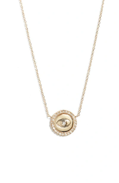 Anzie Royale Evil Eye Diamond Necklace In Yellow Gold