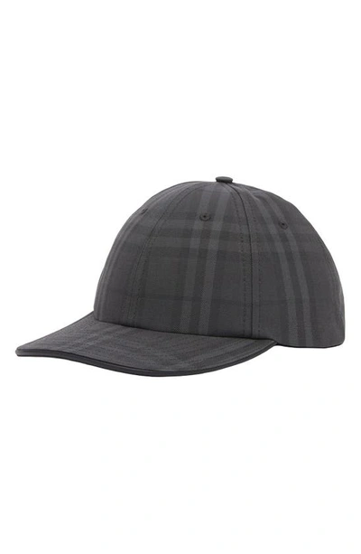 Burberry Embroidered-logo Check Cotton Cap In Charcoal Check