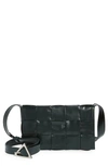 Bottega Veneta Cassette Intrecciato Leather Crossbody Bag In Inkwell Silver
