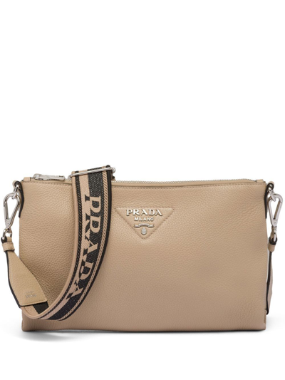 Prada Leather Shoulder Bag In Neutrals