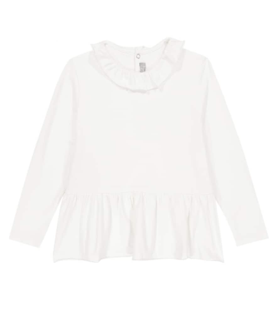 Il Gufo Kids' Cotton-blend Peplum Top In Latte