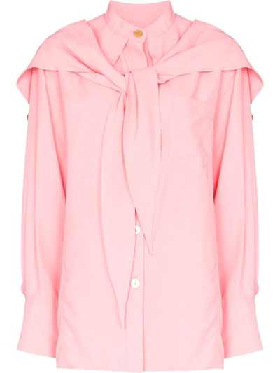 Rejina Pyo Jolene Tie-collar Challis Shirt In Pink