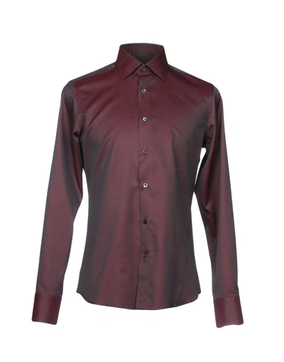 Canali Patterned Shirt In Maroon