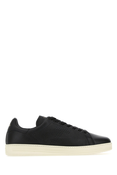Tom Ford White Leather Warwick Sneakers White  Uomo 9 In Sapphire